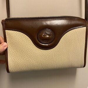 Dooney and Bourke Vintage made in USA Elegant Brown and Cream Crossbody Bag